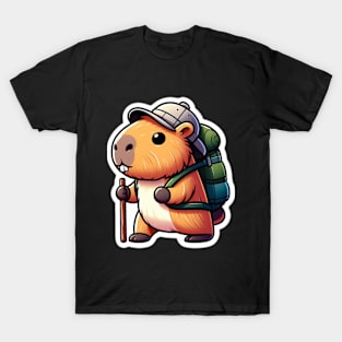 Cute capybara hiking funny T-Shirt